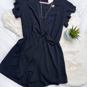 Black Ruffle Sleeve Romper - 1X & 3X